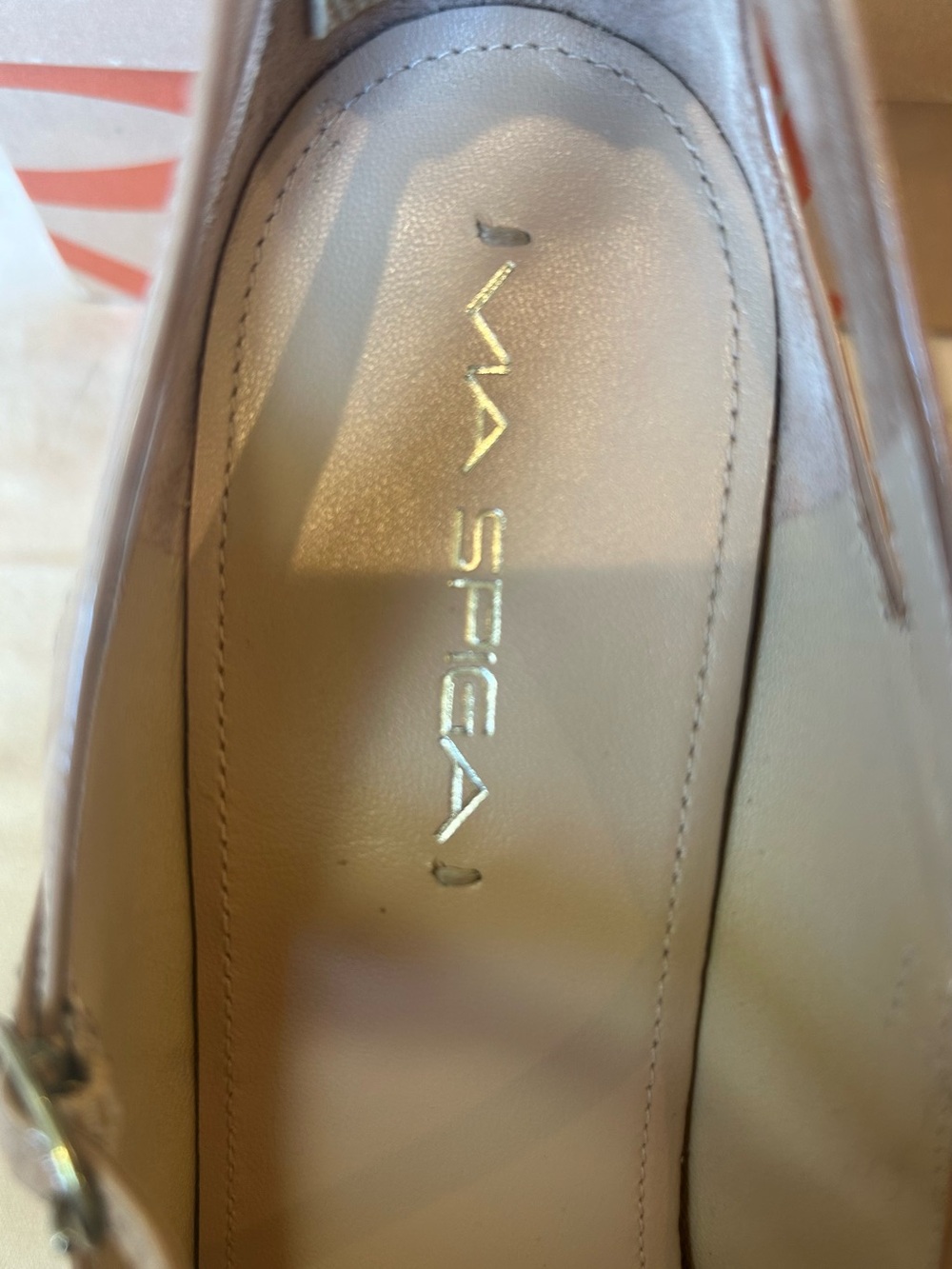 Via Spiga Nude Patent Mary Jane Peep-Toe Pumps size 9.5 - Picture 3 of 7